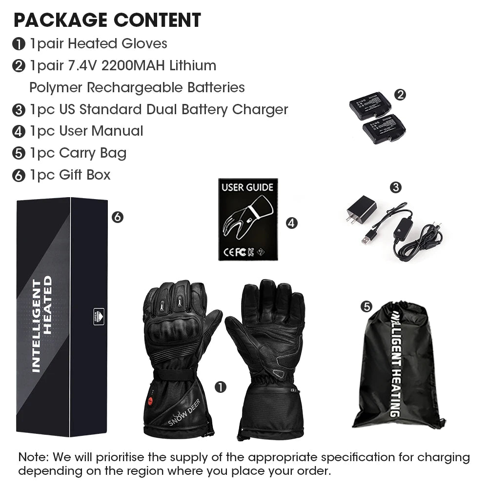 Waterproof Rechargeable Heating Thermal Gloves For Snowmobile Skiing Riding Heated Gloves Motorcycle Winter Heated Gloves Warm