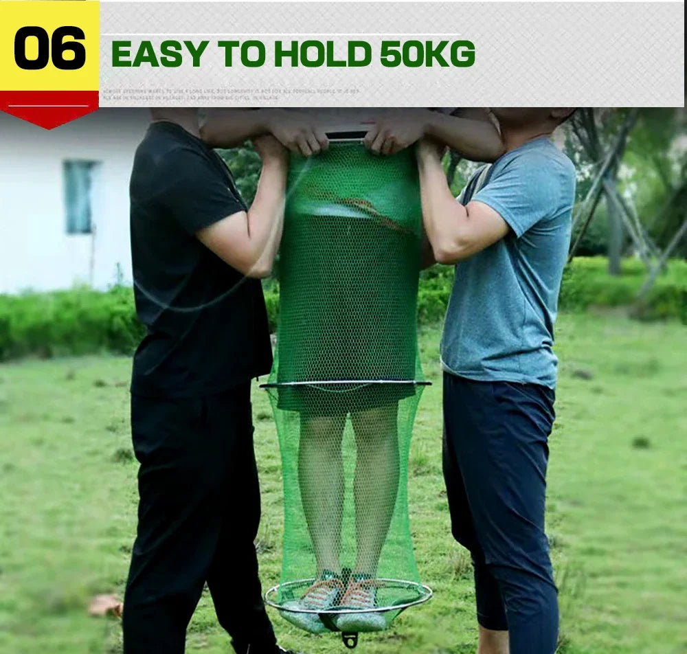 Folding Fishing Net 1.7m 2m 2.5m 3m Shrimp Fish Trap Carp Large Creel Feeder Crab Catchers Surfcasting Accessories Cast Network