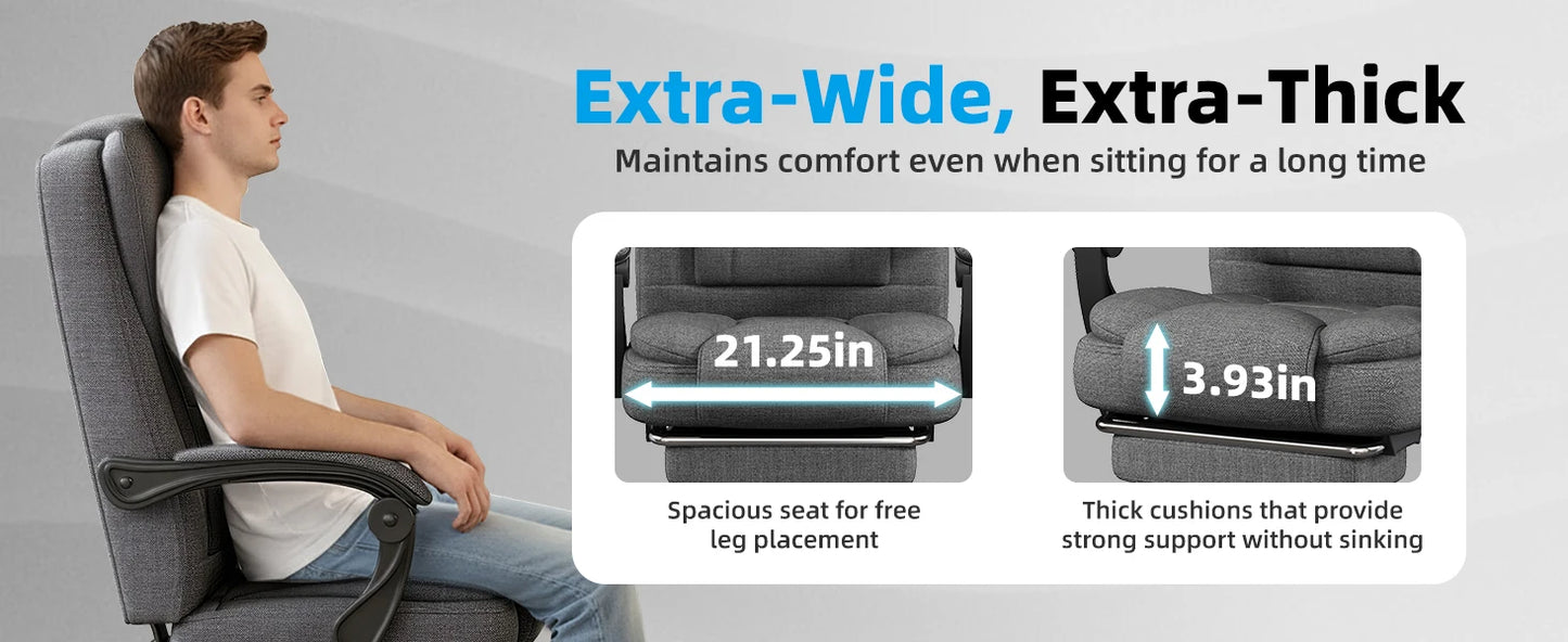 Ergonomic Executive Office Chair - High Back Chair with Headrest & Lumbar Support, Premium Home Office Chair - Adjustable Height