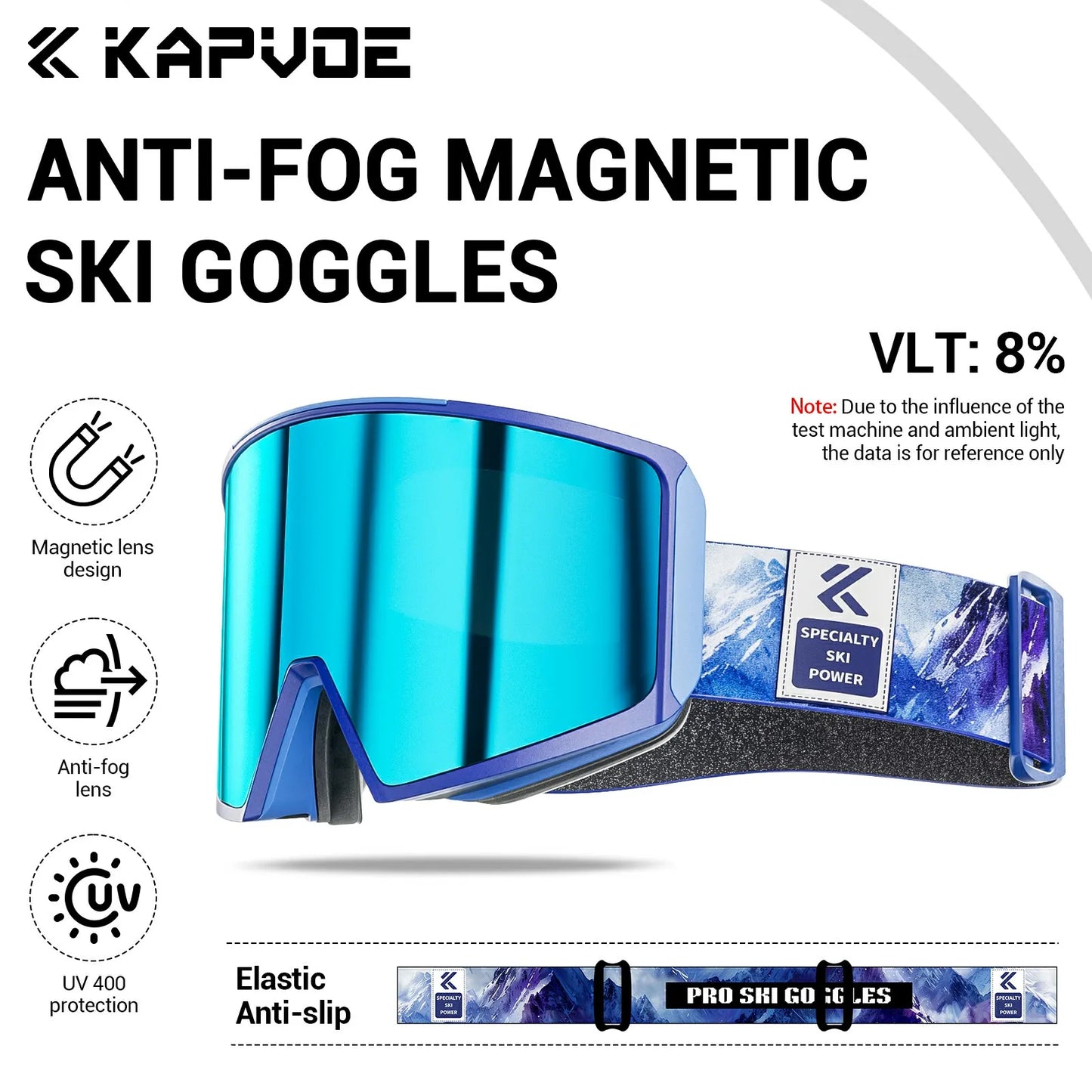 KAPVOE OTG Ski Goggles UV400 Magnetic Attraction Anti-Fog Skiing Goggles Men Snowboard Glasses Women Outdoor Snow Sunglasses