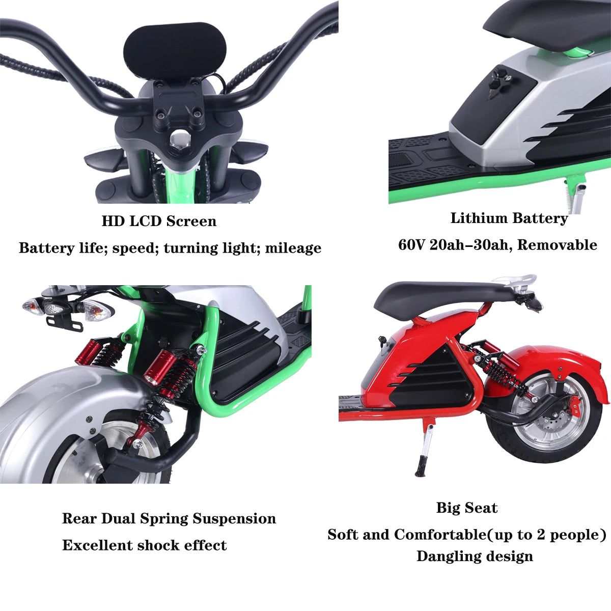 Adult Electric Motorcycle 3000W Motor Max Speed 70 KM/H 18 Inch Fat Tire  60V30AH Mileage 60-80KM  2 Wheel E Scooter