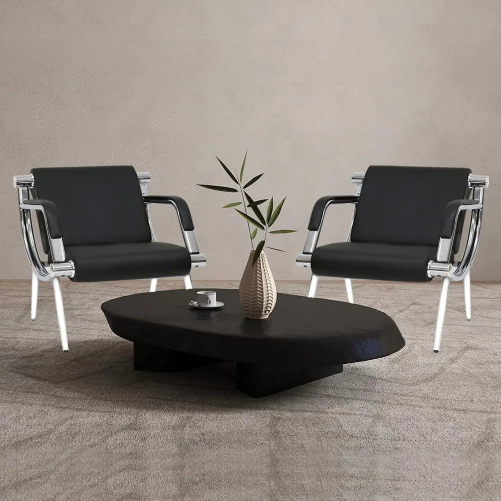 PU Leather Waiting Room Chairs, 2-Piece Set, Office Reception Furniture, Guest Lobby Sofa Seats with Arms for Air Travelers