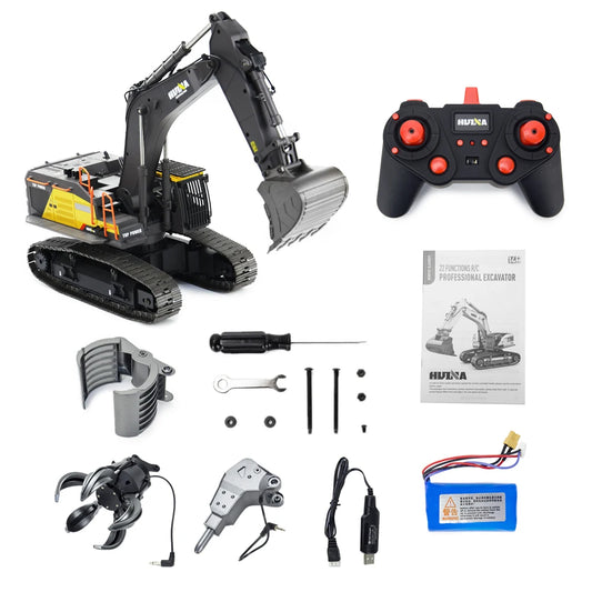 Mexico Stocks Huina 1592/1593/1594 Metal  1/14 Scale RC Excavator Remote Control Digger Construction Vehicle Model