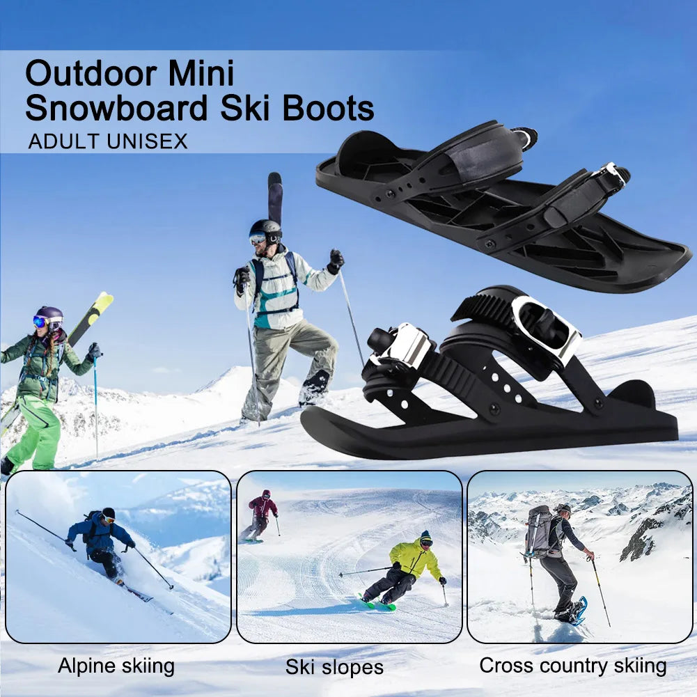 Winter Sled Skates Compact Skiing Accessory Multifunctional Adjustable Skiing Tool Outdoor Sports Lightweight Skis Snowblades ﻿