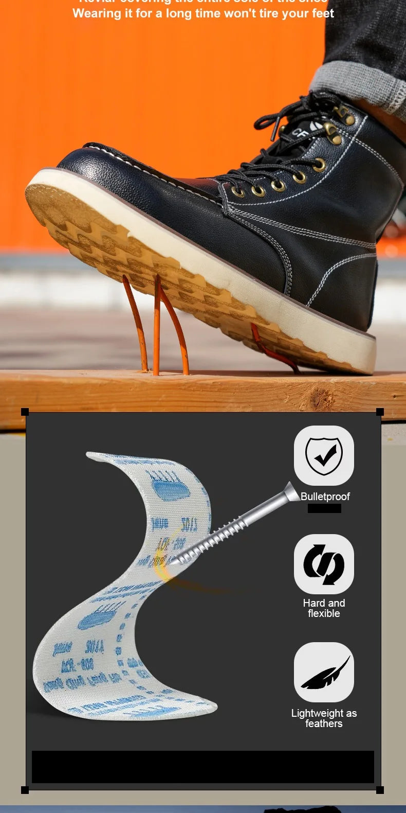 Two layer cowhide men's anti-smash anti-puncture high top work safety shoes