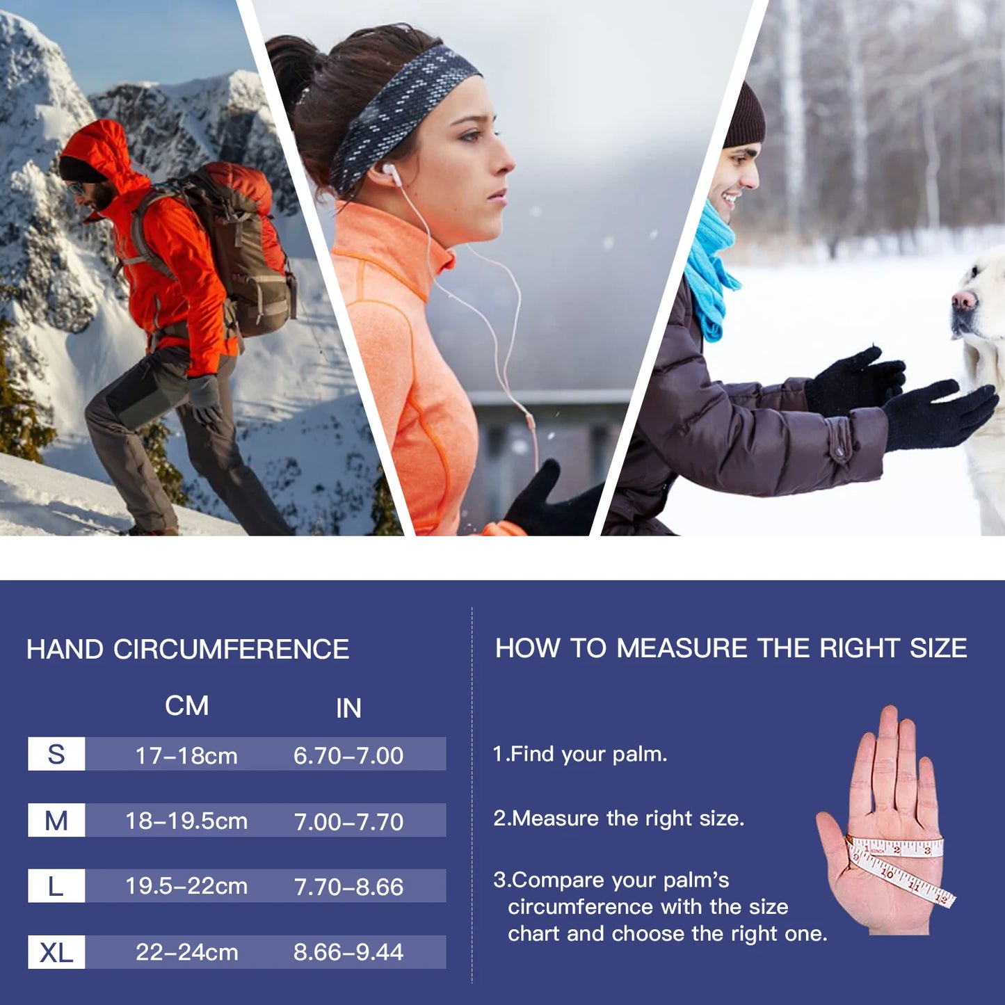 Full Fingers Men Winter Waterproof Cycling Gloves Outdoor Sports Running Motorcycle Ski Touch Screen Fleece Gloves Non-slip Warm