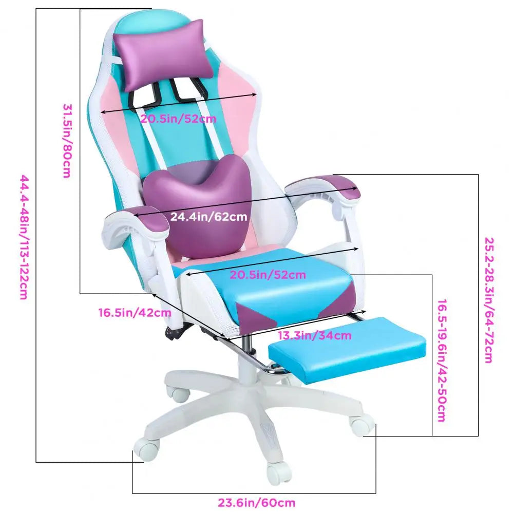 Gaming Chair with RGB LED Lights, Ergonomic Computer Chair with Massage and Footrest, Reclining Video Game Chair for Adult
