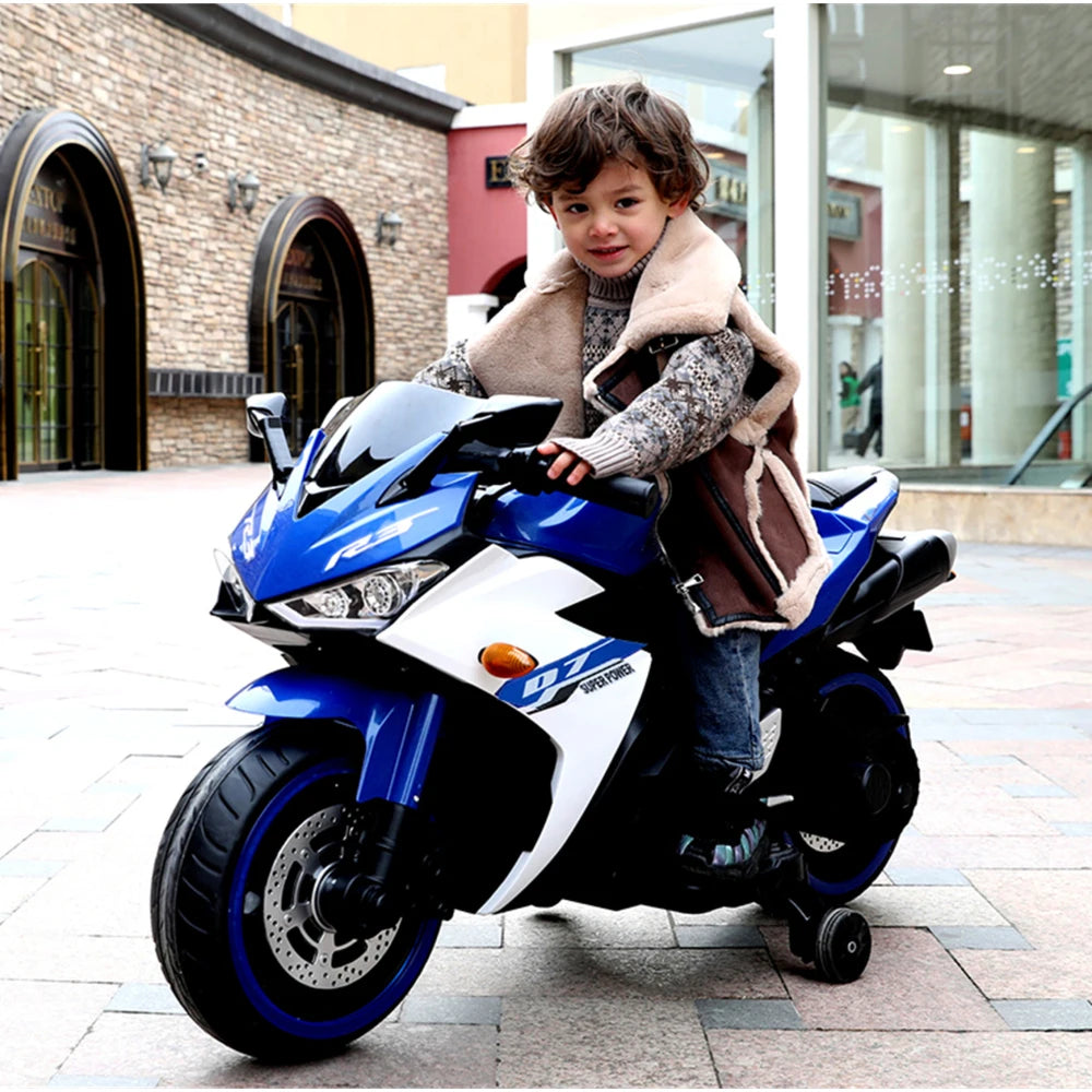 12V Electric Motorcycle Kids Ride-On Car for 3-6 Years Boys Girls 3-Wheel Colorful Flashing Light Wheels Outdoor Fun Gift