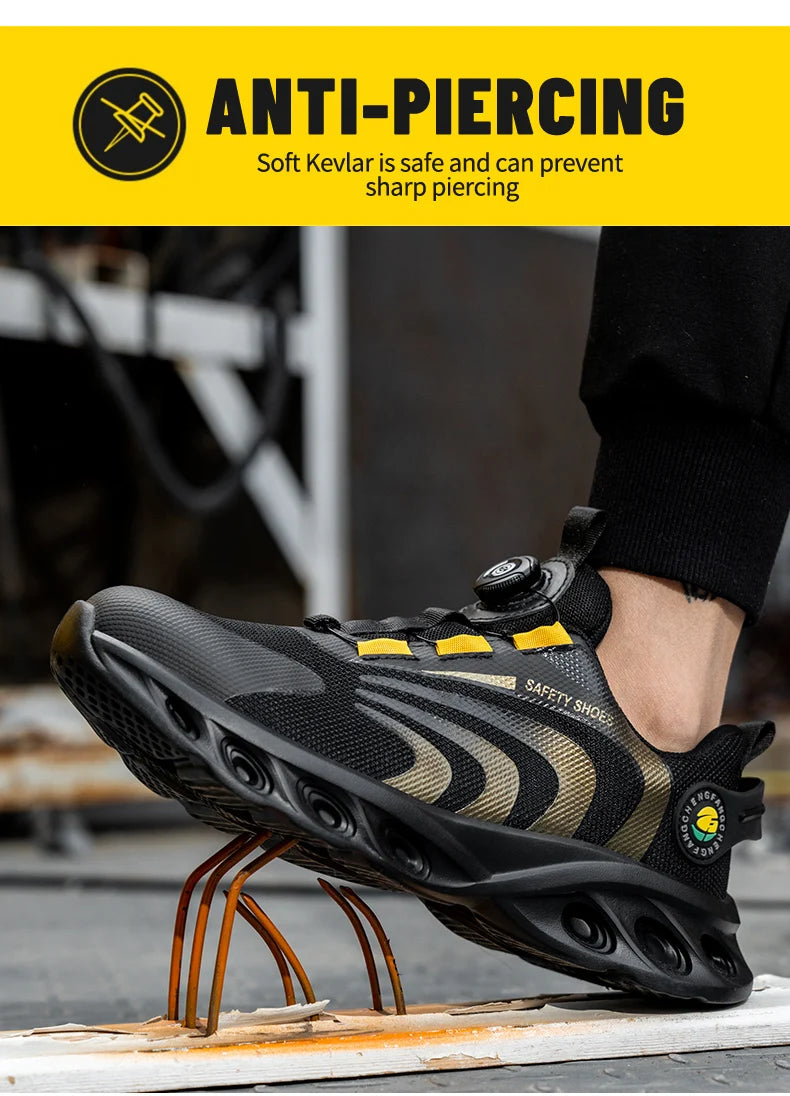 Lace-free, breathable, lightweight and comfortable anti-smashing and anti-puncture safety shoes