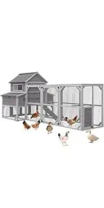 Outdoor Hen House Poultry Cage with Nesting Box, Leakproof Pull Out Tray and UV-Resistant Roof (78.9" L x 26.6" W x 42.5" H)