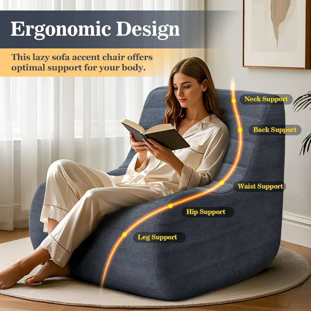 Bean Bag Chair, Fireside Bean Bags Lazy Sofa Sack, Big Beanbag Chair Floor Couch, Memory Foam Lounge Chair for Bedroom, Living R