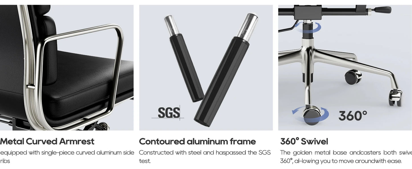 Office Guest Chair Upholstered Leather Comfortable Reception Chairs with Wheels Adjustable Swivel Rolling Office Chairs