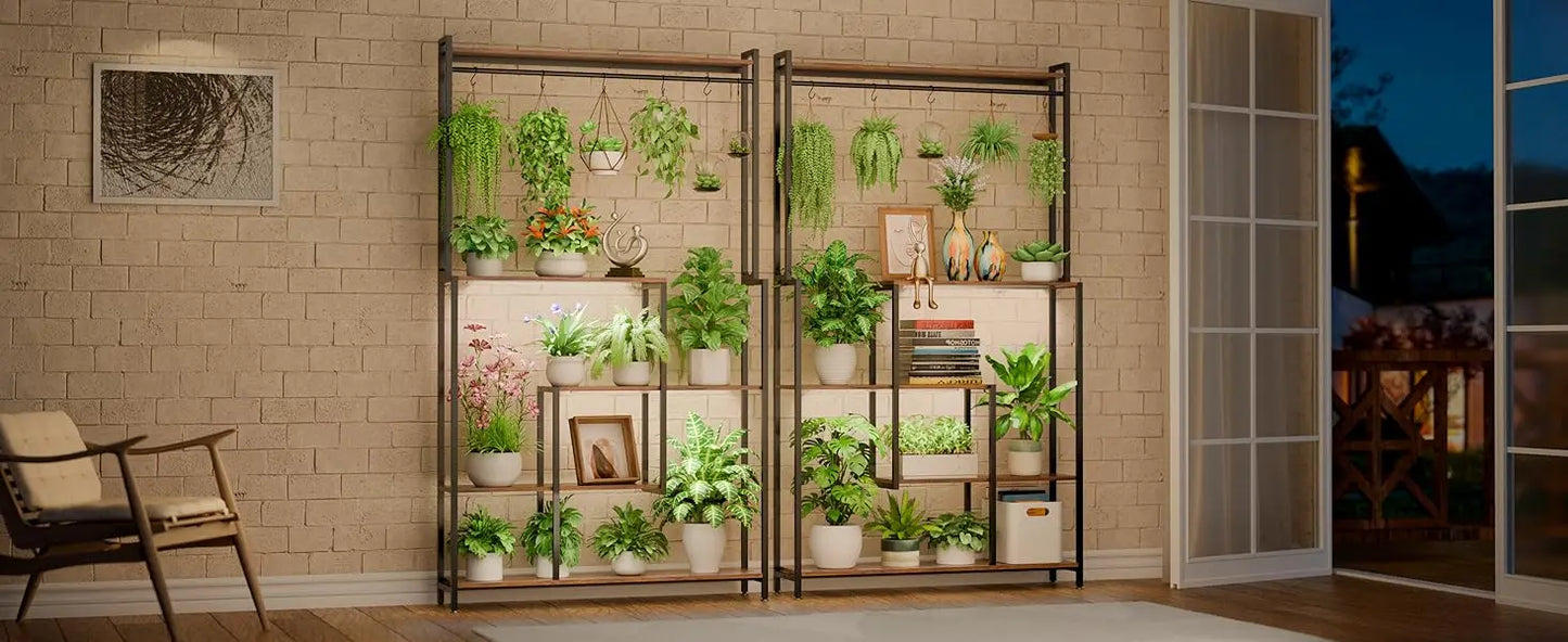 Large Plant Stand Indoor with Grow Light , 5 Tiers 12 Pots Holder, 72" Tall Metal Plant Shelf, Heavy-Duty Rectangle Display Rack