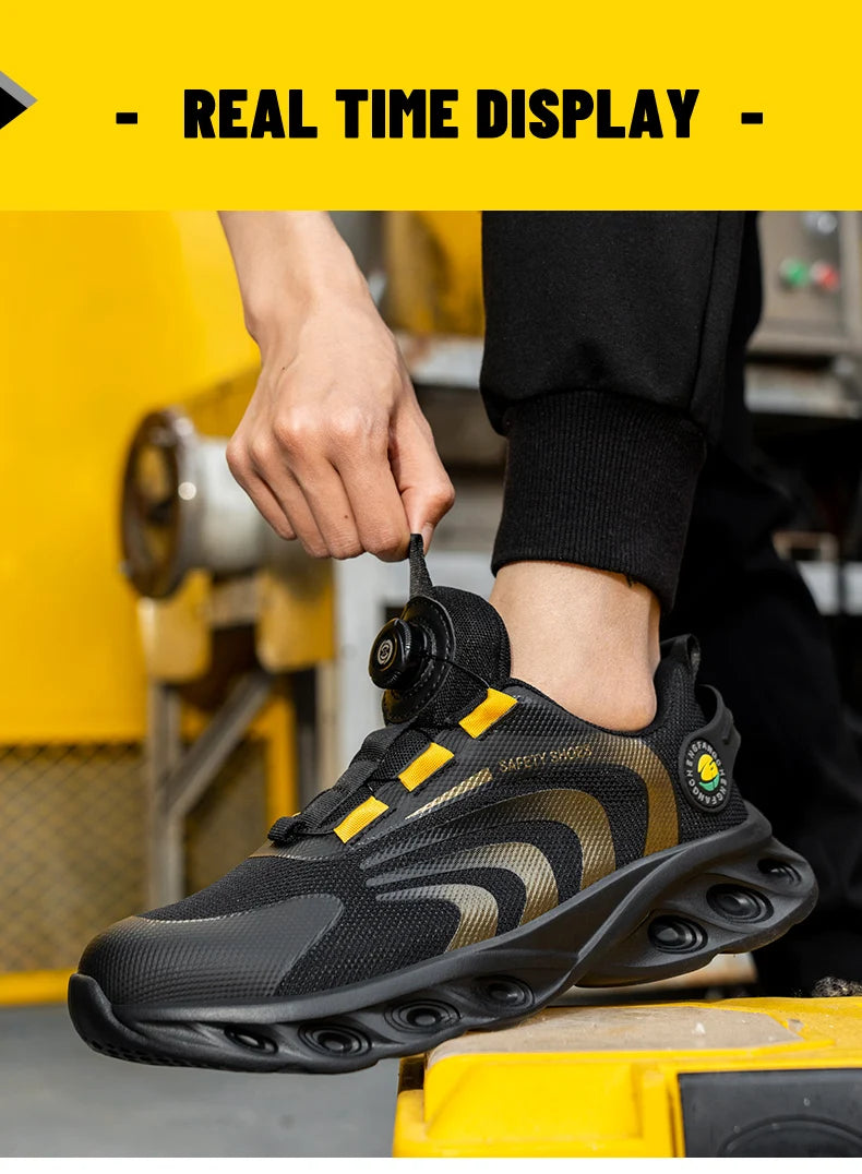 Lace-free, breathable, lightweight and comfortable anti-smashing and anti-puncture safety shoes