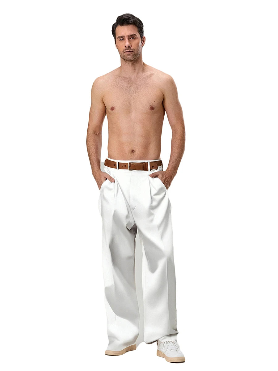 Classic Men s Formal Trousers  Fit Dress Pants Business Office Work Straight Leg Suit Trousers with Pockets for Spring