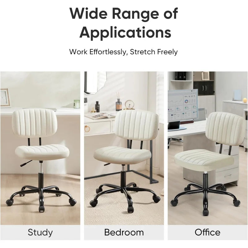 Armless Home Office Desk Chair -Small Ergonomic with Low Back Lumbar Support, Task with 360° Swivel Rolling Wheels