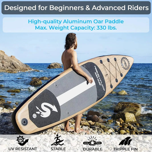 Inflatable Stand Up Paddle Board with Premium SUP Accessories – Wide Stable Design with Non-Slip EVA Deck Pad for Adults