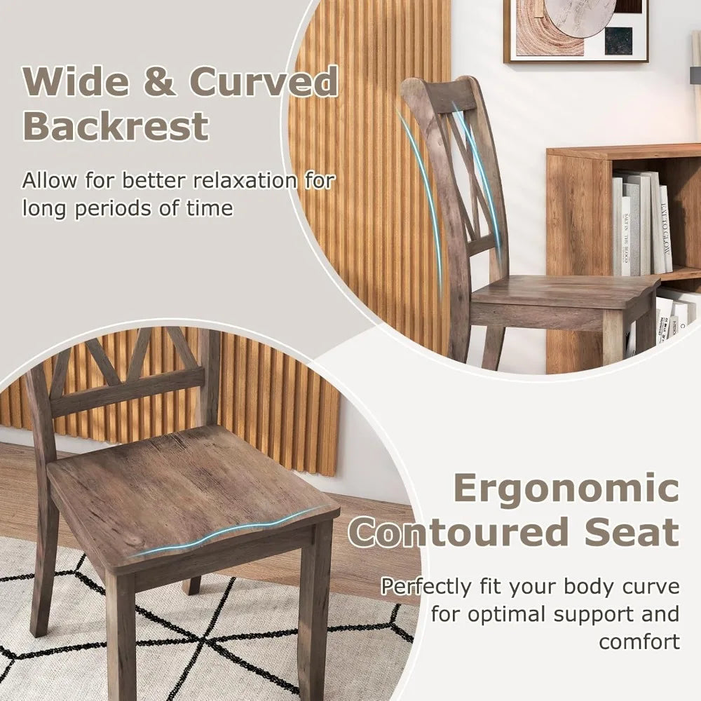 Rubber Wood Dining Room Side Chair w/Ergonomic Seat, Armless Chair for Home Kitchen, Dining Room