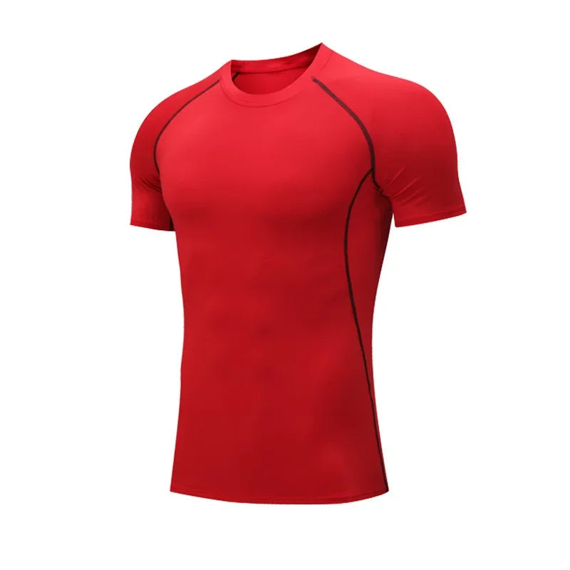 Men Short Sleeve t-Shirt Quick Dry Compression Shirts Fitness Gym t-Shirts Sport Bodybuilding Shirt Running Football Tee Shirts