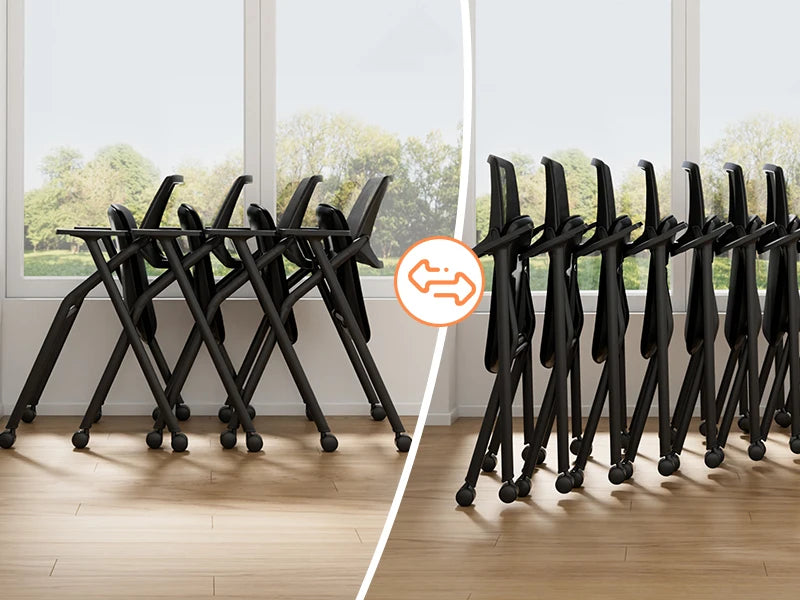 20-Pack Stackable Conference Room Chairs, Folding Office Chairs with Removable Wheels and Mesh Back