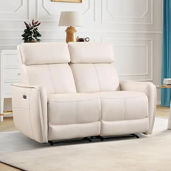EBELLO Faux Leather Power Reclining Sofa Couch, Electric Recliner Loveseat Sofa with USB and Type-C Charging Ports, Metal Base,