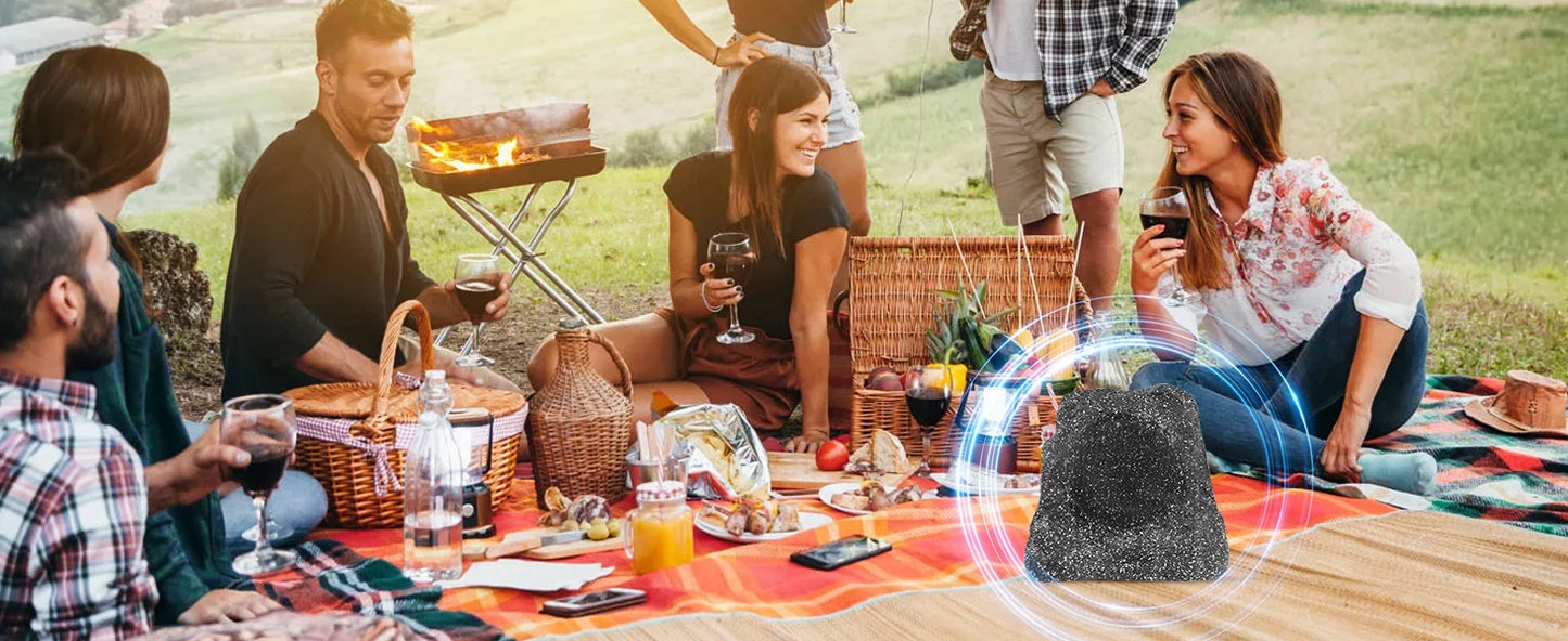 Herdio 8" Rock Bluetooth Speakers Outdoor Waterproof IPX7 Wireless Solar 240W TWS Connection Powered With Rechargeable Battery