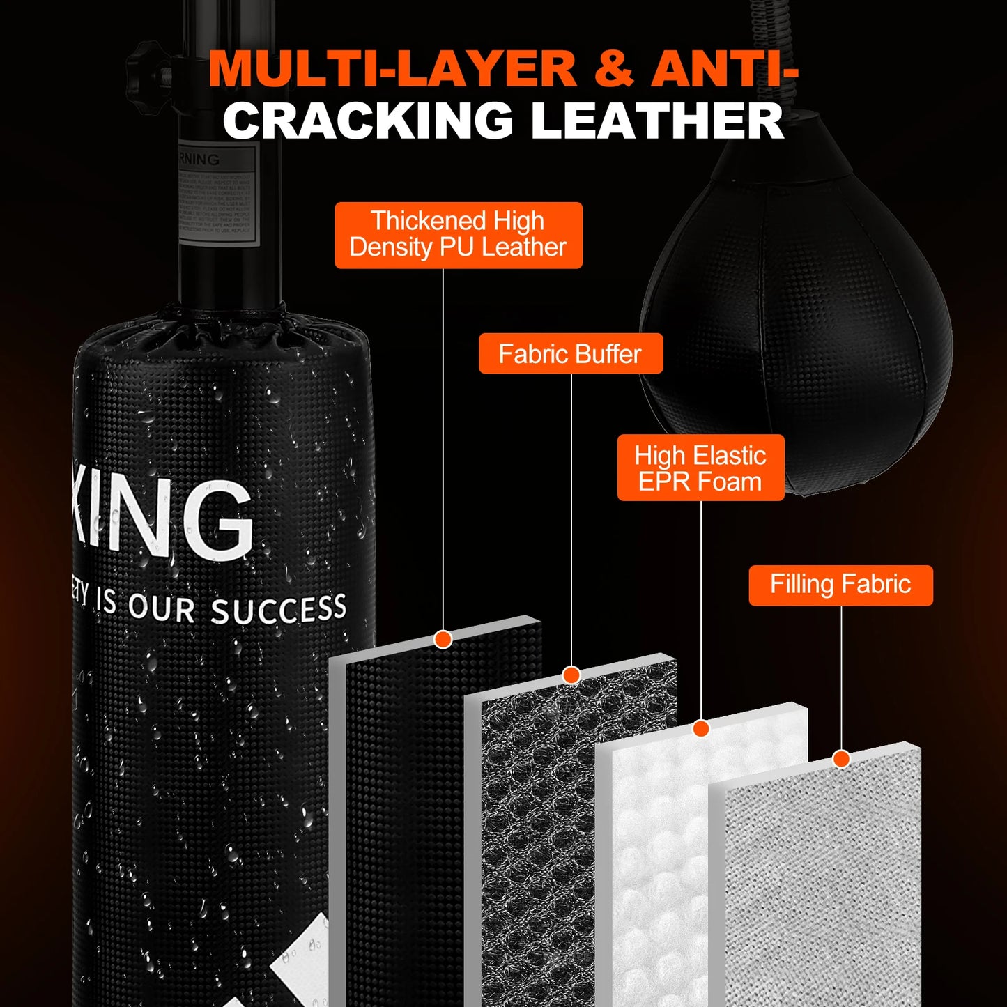 5 in 1 Punching Bag with Stand for Adult & Kids, Freestanding Speed Bag Hitting Target Heavy Kickboxing Bag, Adjustable Height