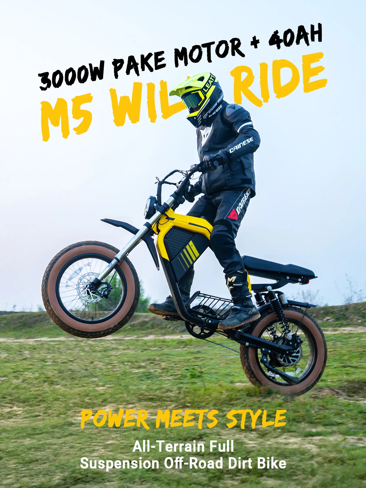 Luckeep M5 Ultra Electric Bike for Adults/Teen, 3000W Peak Dual Motor, 52V 40Ah Dual Battery,160 Miles 32MPH