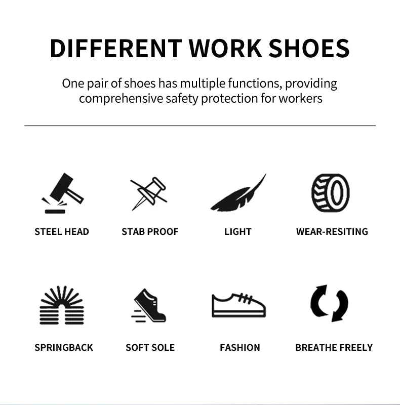 Lace-free, breathable, lightweight and comfortable anti-smashing and anti-puncture safety shoes