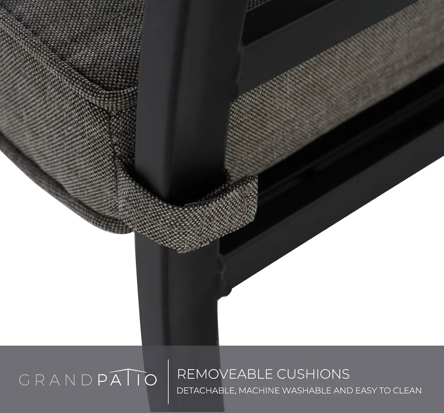 7-Piece Patio Dining Set for 6,  with Olefin Cushions & 1 Black Rectangular Faux Woodgrain Dining Table