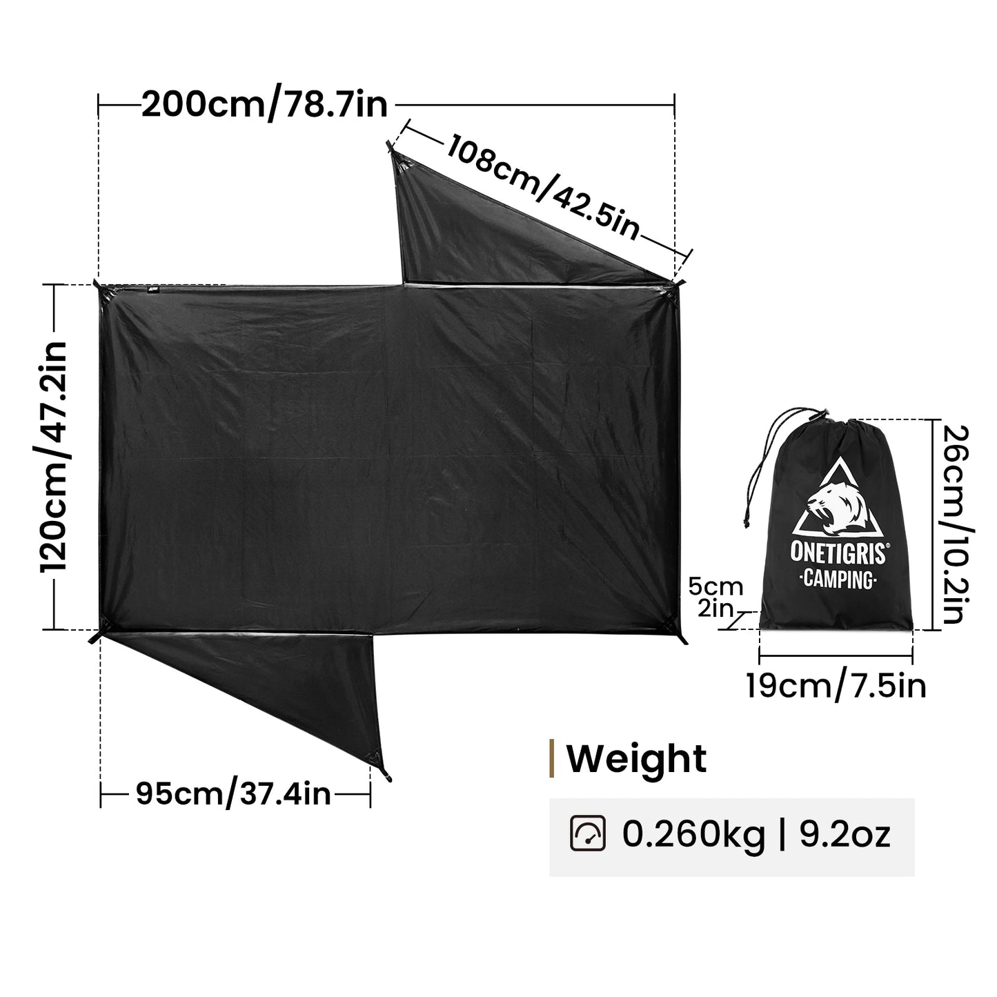 OneTigris STELLA Camping Tent Black Tigris Series Backpacking Shelter Easy Setup Instant 2-Person 4-Season Tent For Hiking
