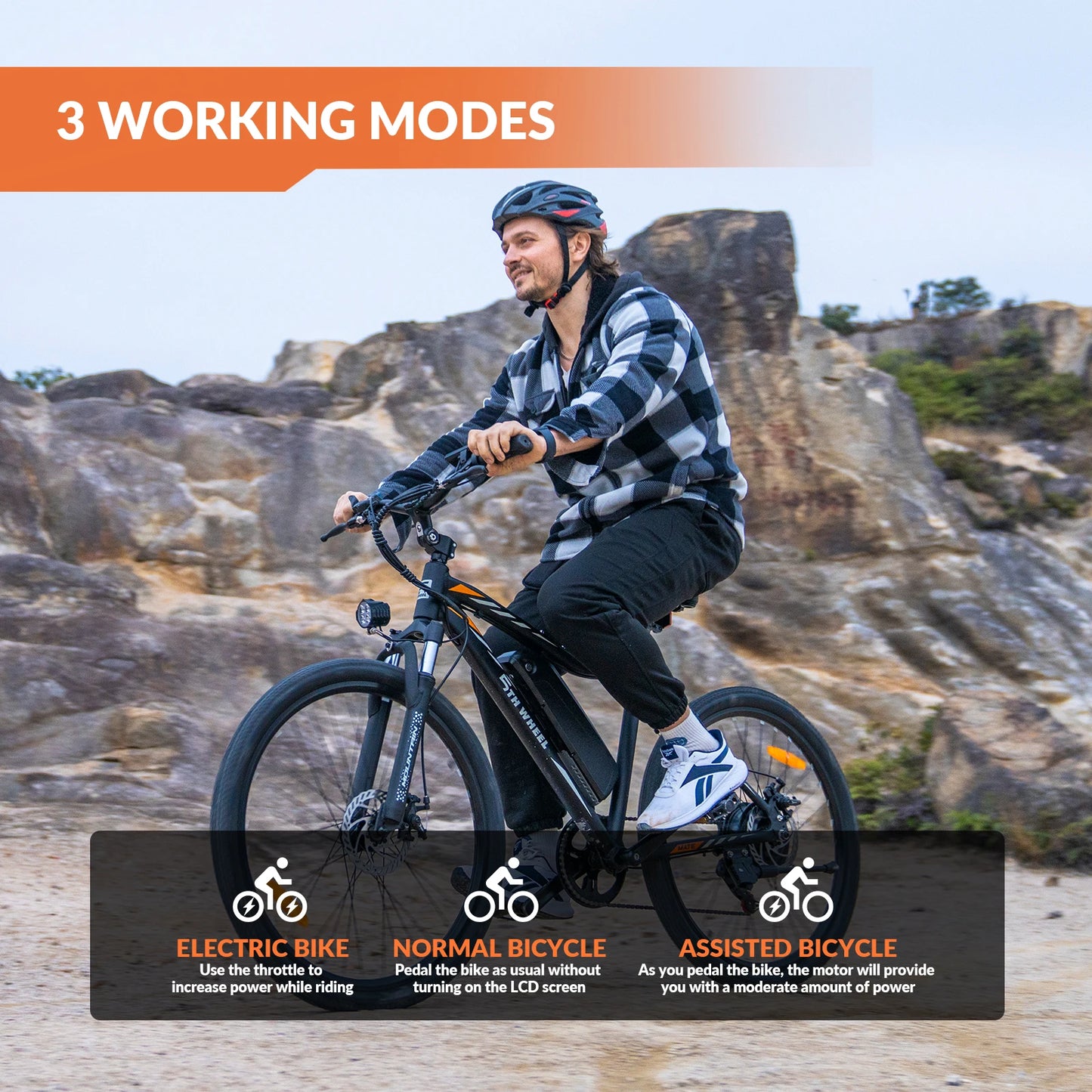 5TH WHEEL EB17lite Electric Bike, 500W Motor, 468Wh Removable Battery, 37KM/H Max Speed, Color LCD Display, Front Suspension