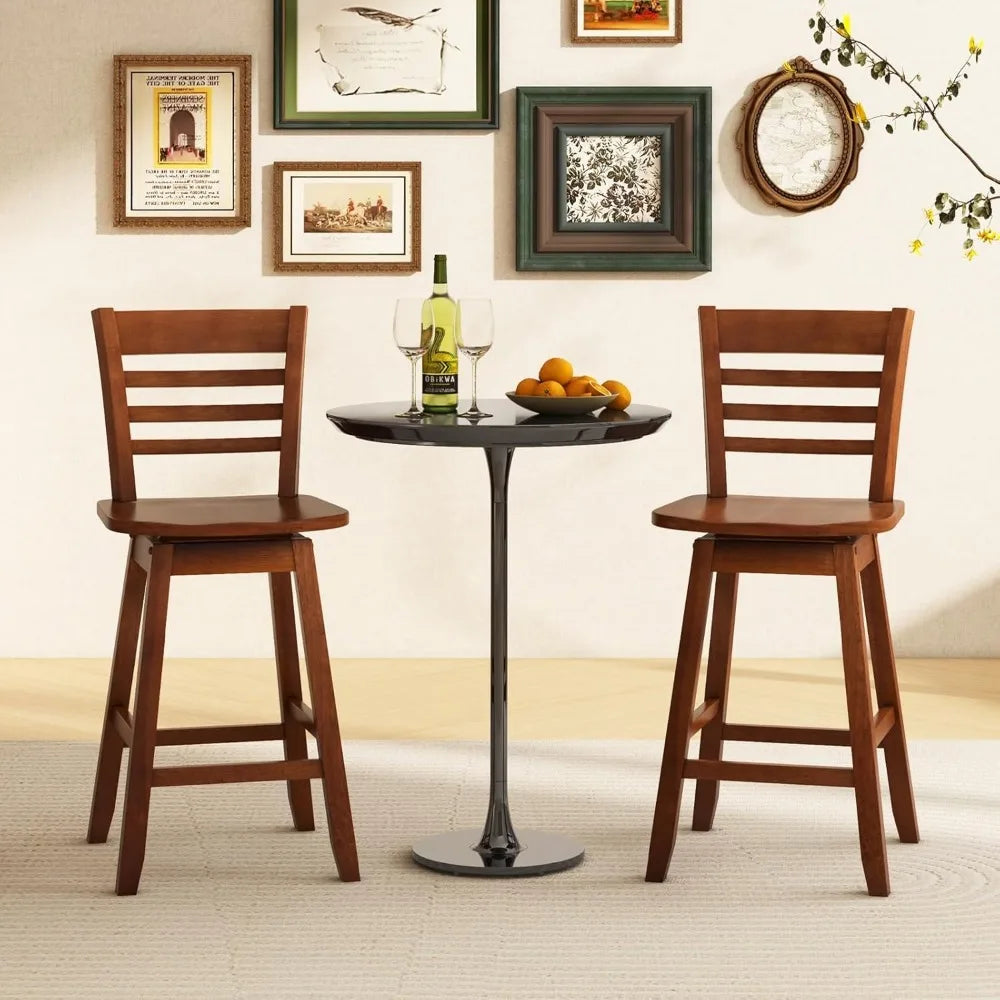 Swivel Counter Height Bar Chairs with Hollow Backrest & Contoured Seat, with Footrest for Kitchen Island, Pub, Bistro, Cafe