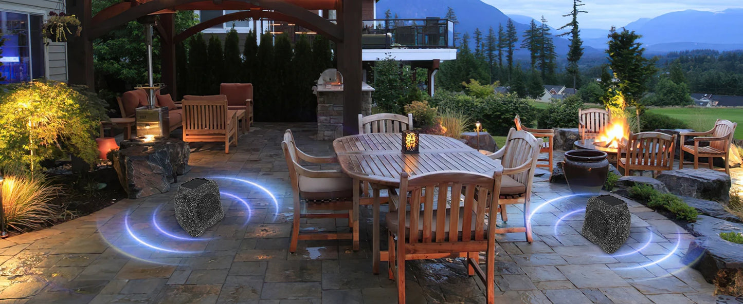 Herdio 8" Rock Bluetooth Speakers Outdoor Waterproof IPX7 Wireless Solar 240W TWS Connection Powered With Rechargeable Battery