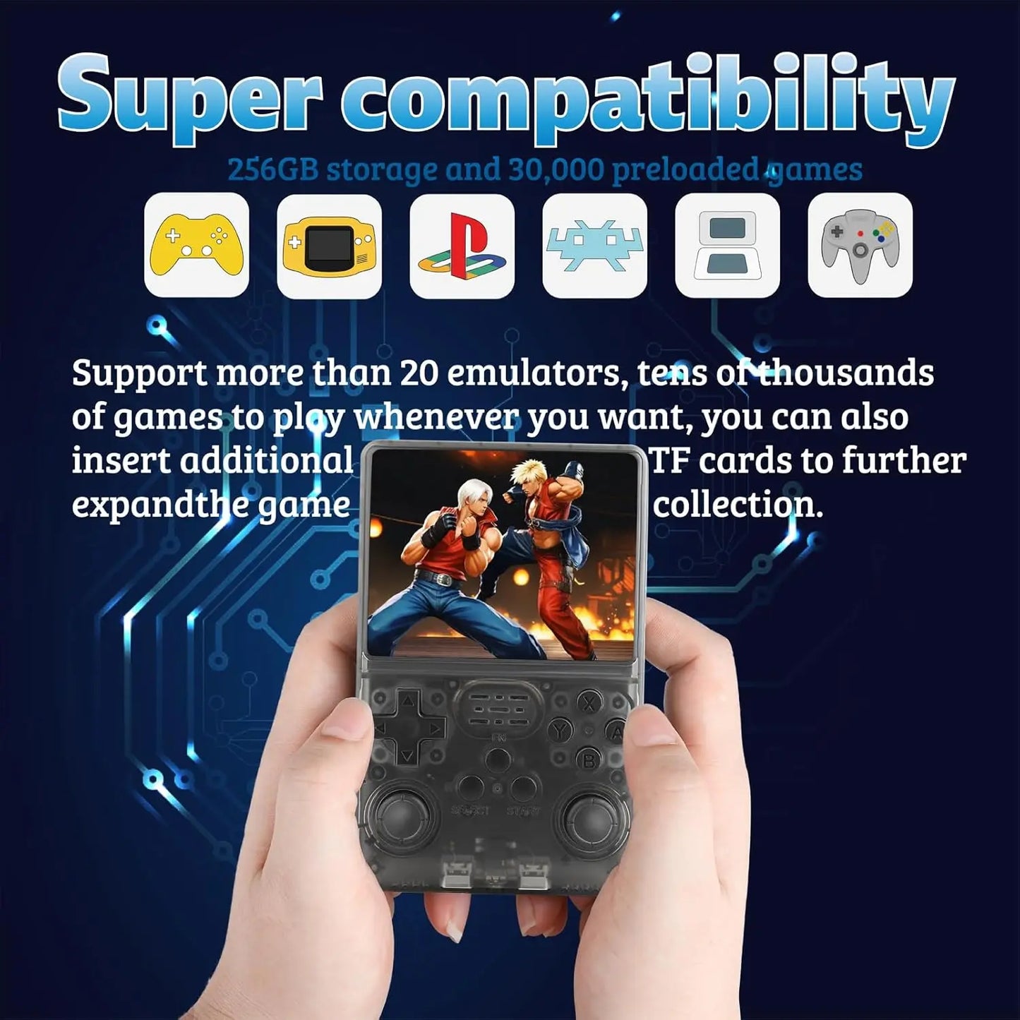 R40S Pro+ Handheld Game Console, 30000 in 1 Games Mini Retro Video Console, 3.5-Inch IPS Screen,256GB TF Memory Memory