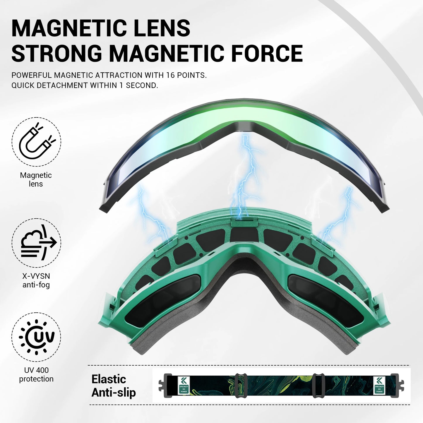 KAPVOE New Outdoor Photochromic Ski Goggles Men Snowboard Glasses Women Winter Snow Sunglasses UV400 Magnetic Attraction Lens