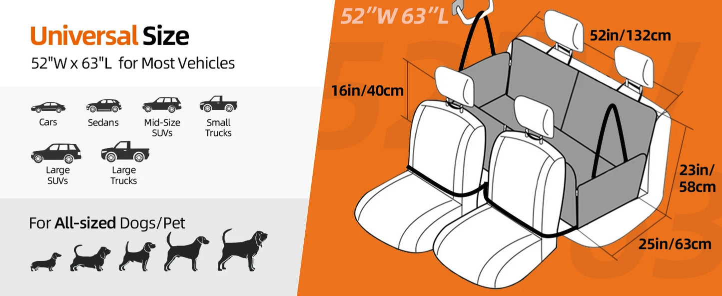 Back Seat Extender for Dogs Holds 400LBS Non-Slip Dog Car Seat Cover for Backseat Hardbottom Waterproof  for Car Universal Size