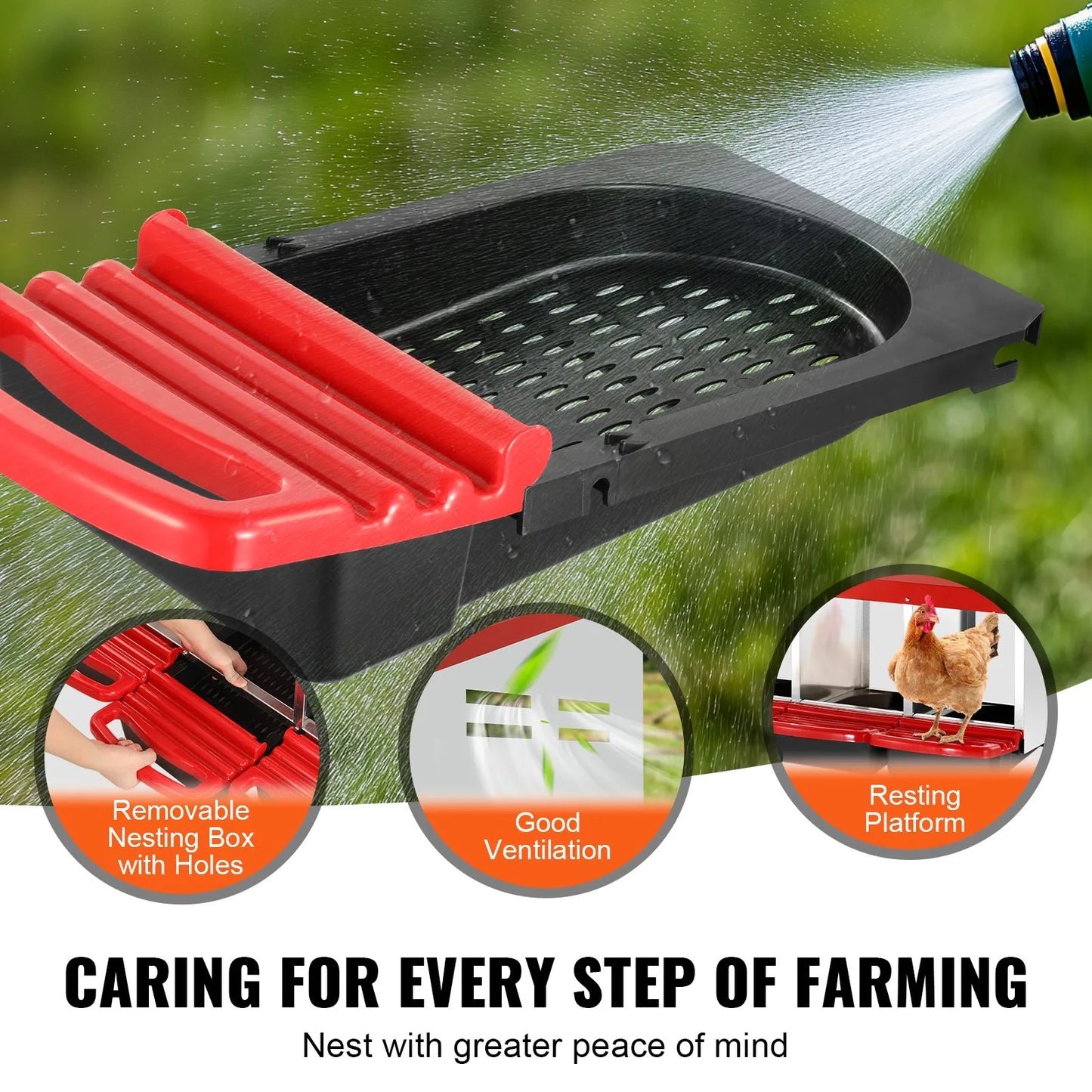 3-Compartment Chicken Nest Box Metal Box with Inclined Nesting Boxes