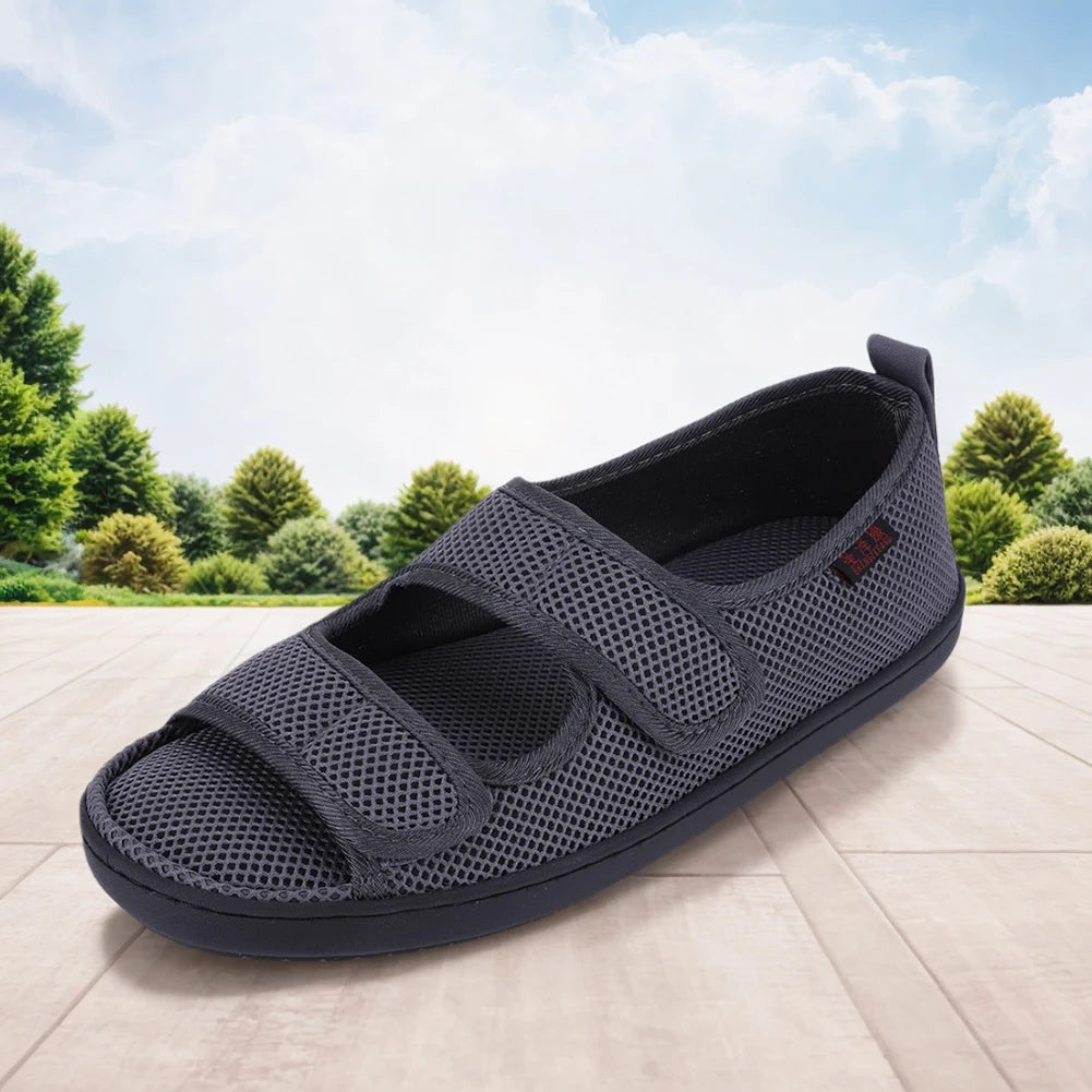 Diabetic Sandals Adjustable Hook & Loop Summer Walking Sandals Comfortable Walking Shoes for Elderly Swelling Sensitive Feet