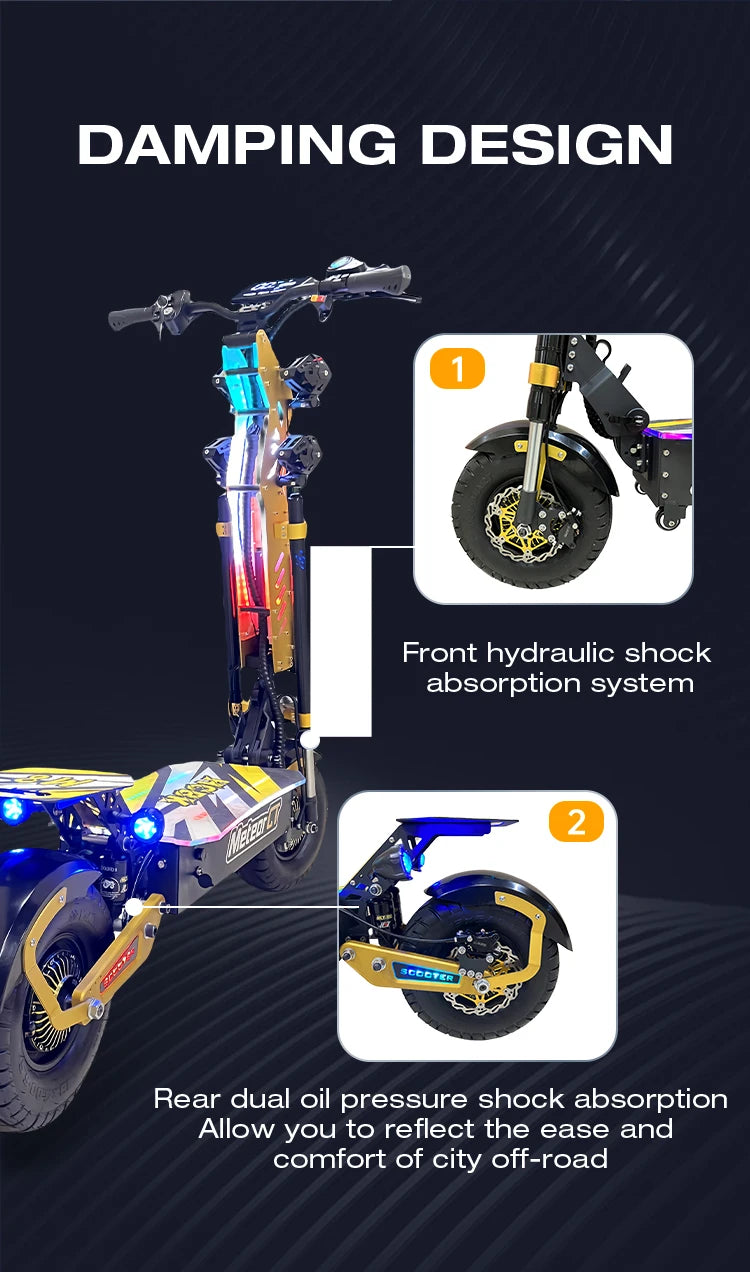 US Warehouse GT-M8 patinete eléctrico 72V50AH Dual Motors 13inch City Wheel Adult Electric Scooter Seat & Trunk Trotinette
