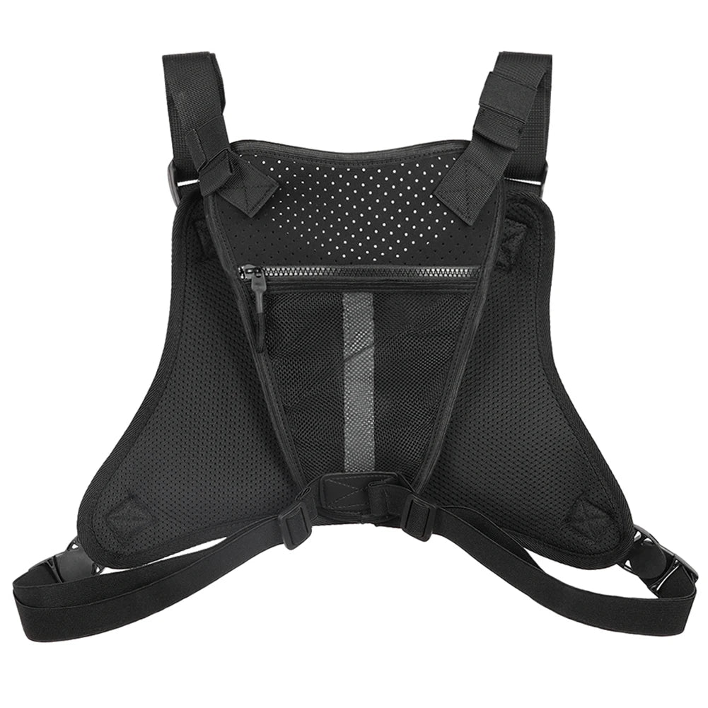 Sports Chest Bag Waist Bag Large Capacity Front Chest Pack Running Vest Bag With Built-In Phone Holder Reflective Workout Bag
