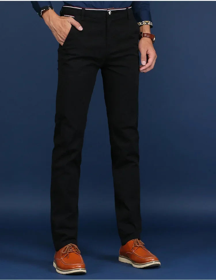Classic Style Men Spring Summer Thin Casual Pants Fashion Business Cotton Solid Color Office Trousers High Quality Men Trousers