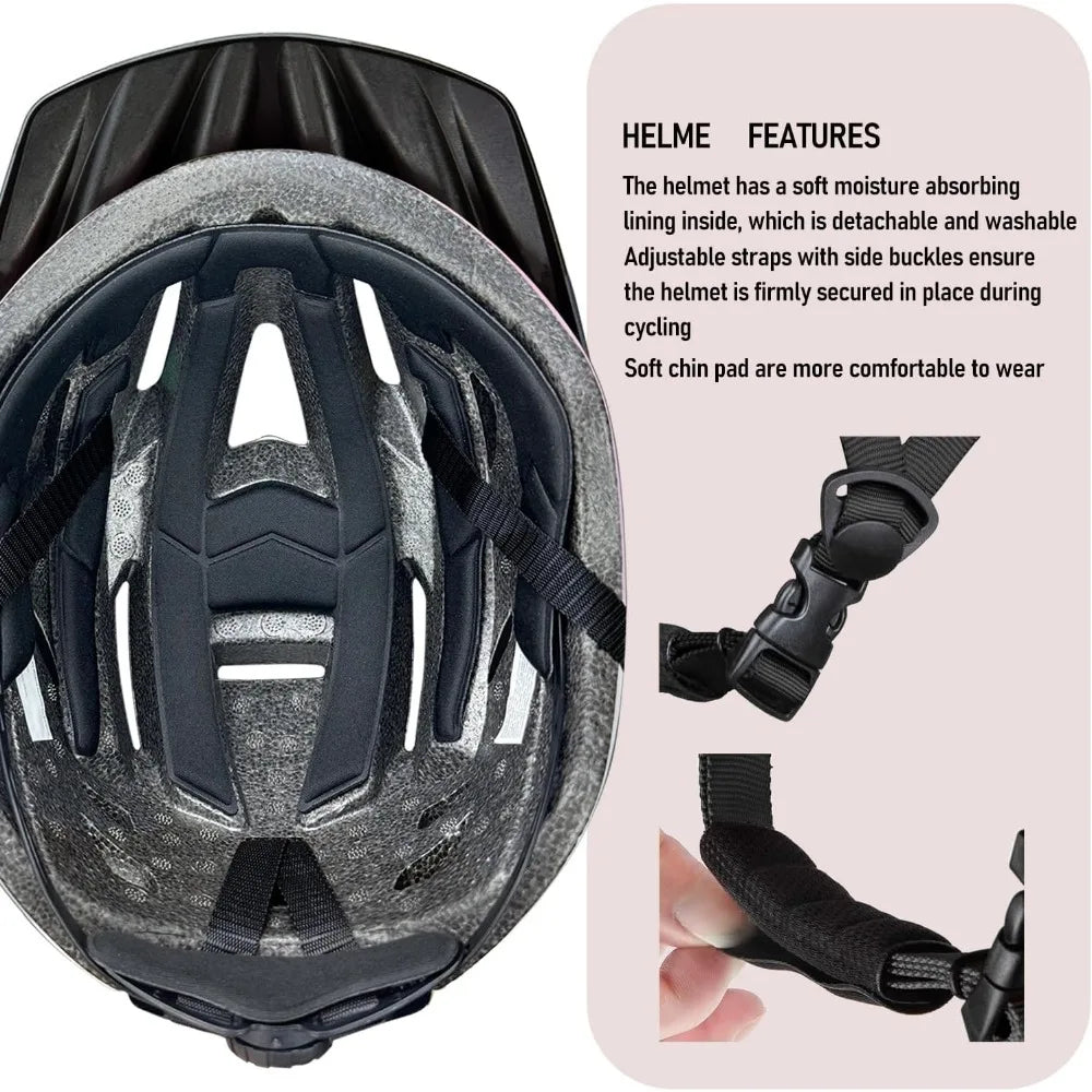 Adult Bike Helmet for Men Women Ages 14 and Up, Streamlined Design with Snap On/Off Visor Moisture-Washable Lining, Bicycle Cycl