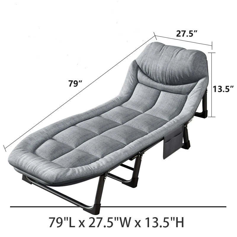 Sleeping Cots for Adults 6 Positions, Portable & Foldable Bed with Mattress and Pillow, Heavy Duty Sturdy Frame for Camp, Home