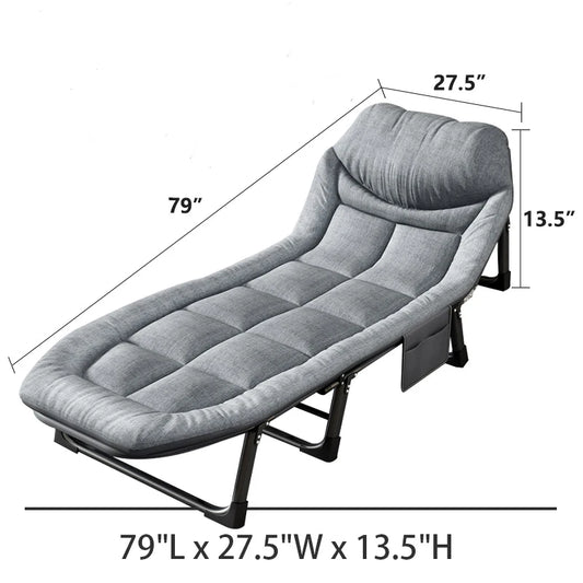 Sleeping Cots for Adults 6 Positions, Portable & Foldable Bed with Mattress and Pillow, Heavy Duty Sturdy Frame for Camp, Home