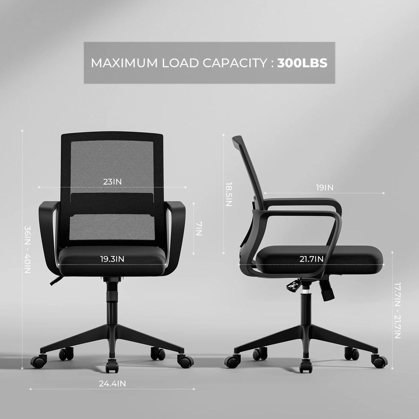 SUKIDA Mesh Office Chair, Ergonomic Desk Chair with Upholstery, Executive Chair with Armrests,Height-Adjustable Computer Chair