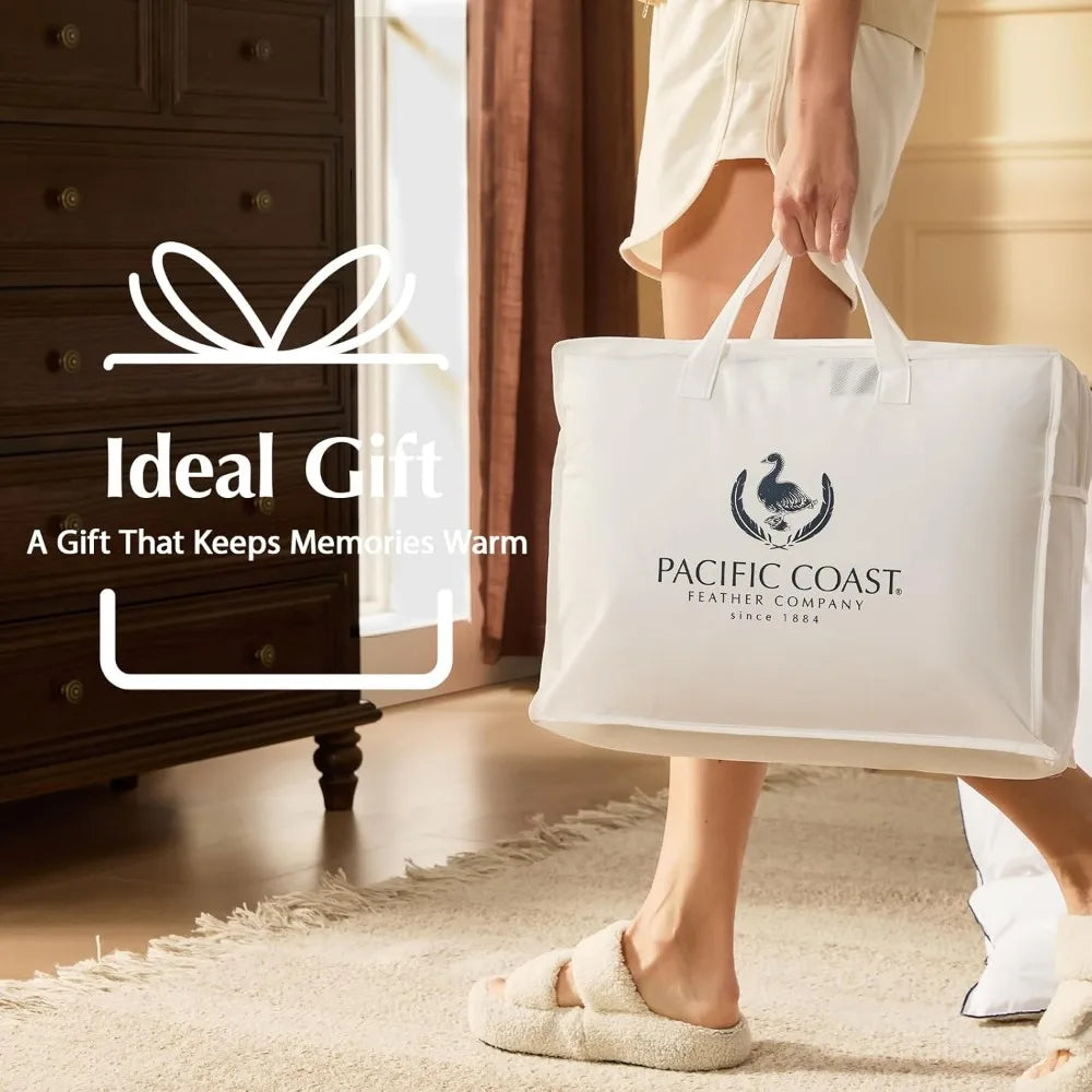 King Size Pacific Coast Goose Down Duvet - Extra Plush White Comforter, Soft, Breathable, All-Season Use