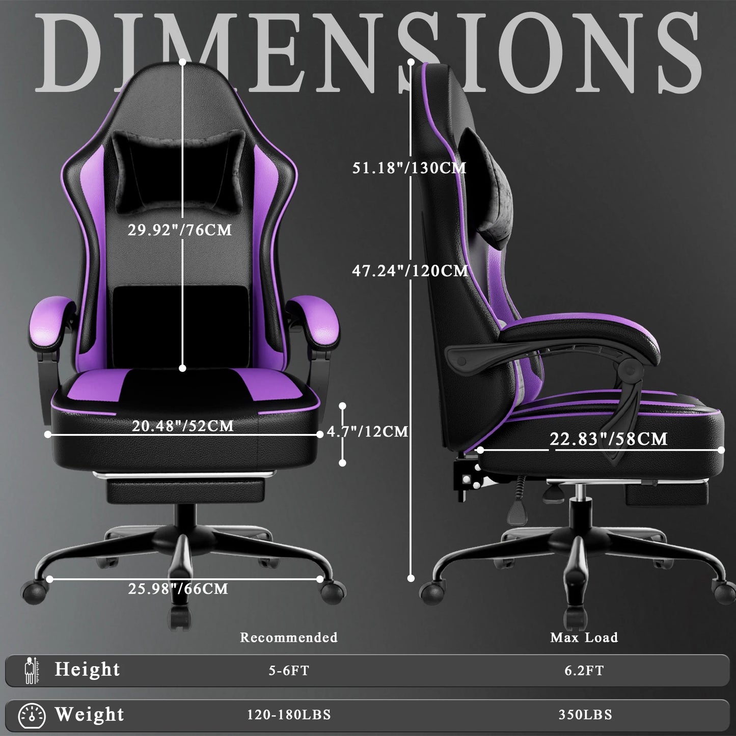 Gaming Chair with Pocket Spring Cushion and Footrest, Ergonomic Computer Chair for Adults, Breathable PU Leather Game Chair, Adj
