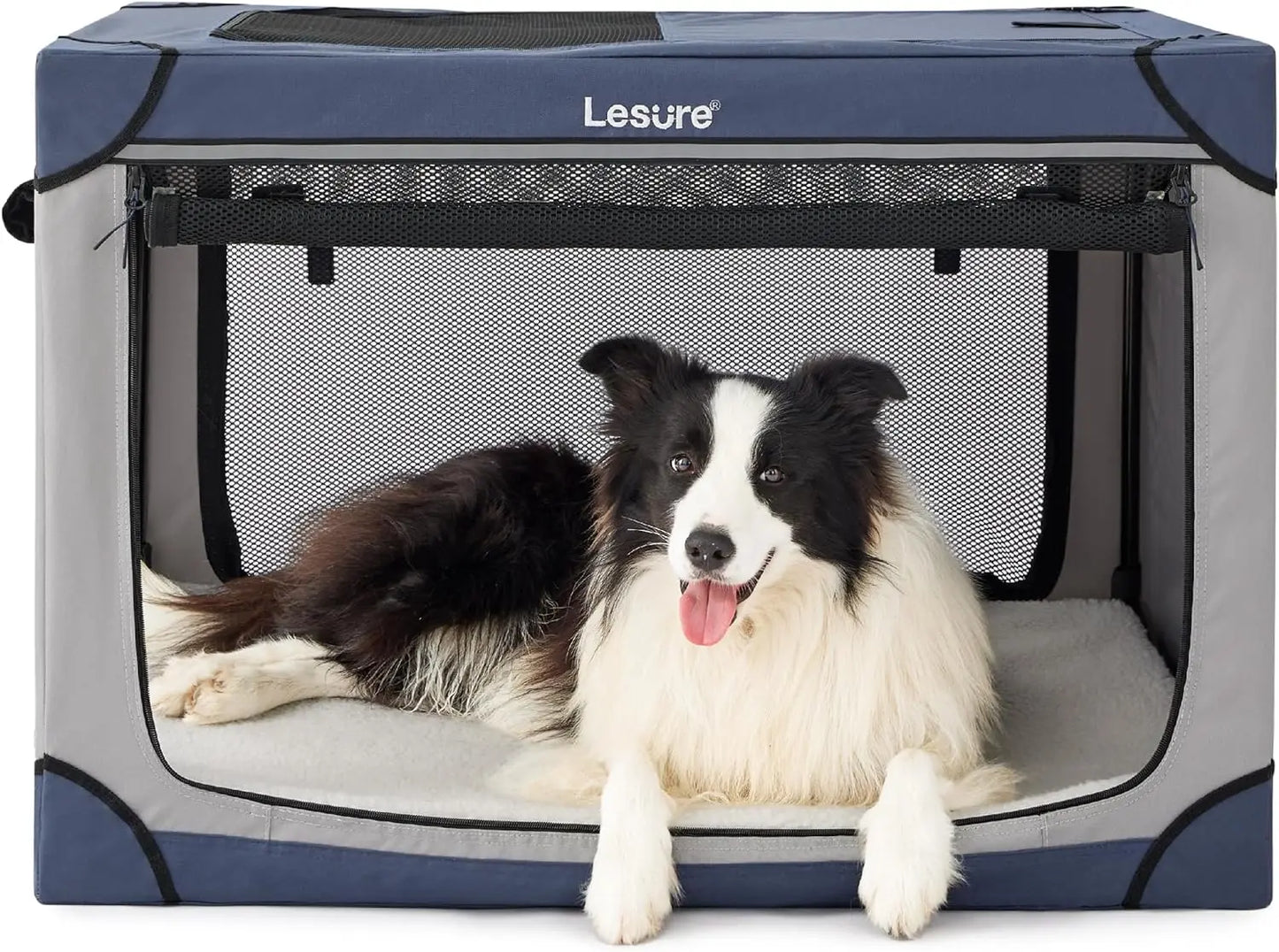 Soft Collapsible Dog Crate - 42 Inch Portable Travel Dog Crate for Extra Large Dogs Indoor & Outdoor, 4-Door Foldable
