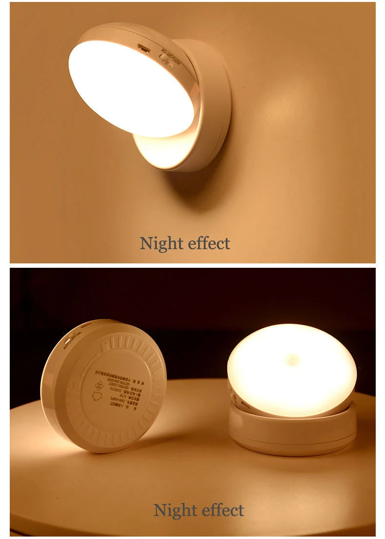 Night Light USB Motion Sensor Charging Round Energy-saving Led Lamp Bedroom Light Corridor Home Bathroom wall lights night light